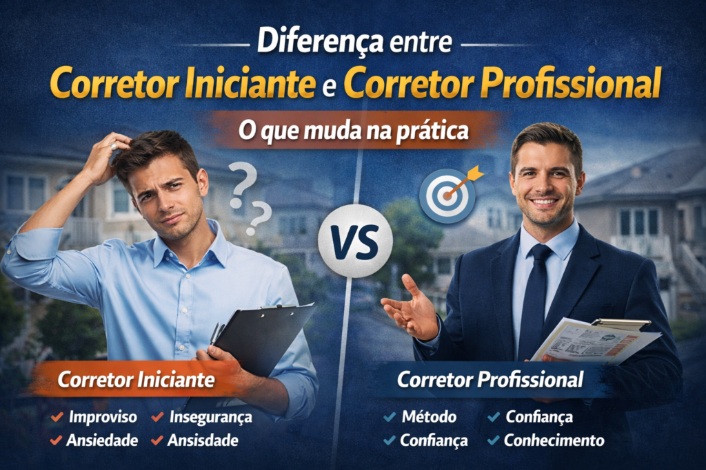 Diferença entre corretor iniciante e corretor profissional: o que muda na prática