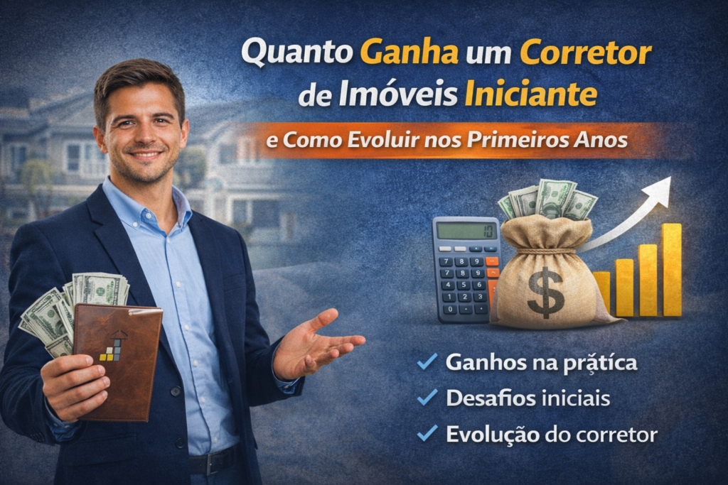 Quanto ganha um corretor de imóveis iniciante e como evoluir nos primeiros anos